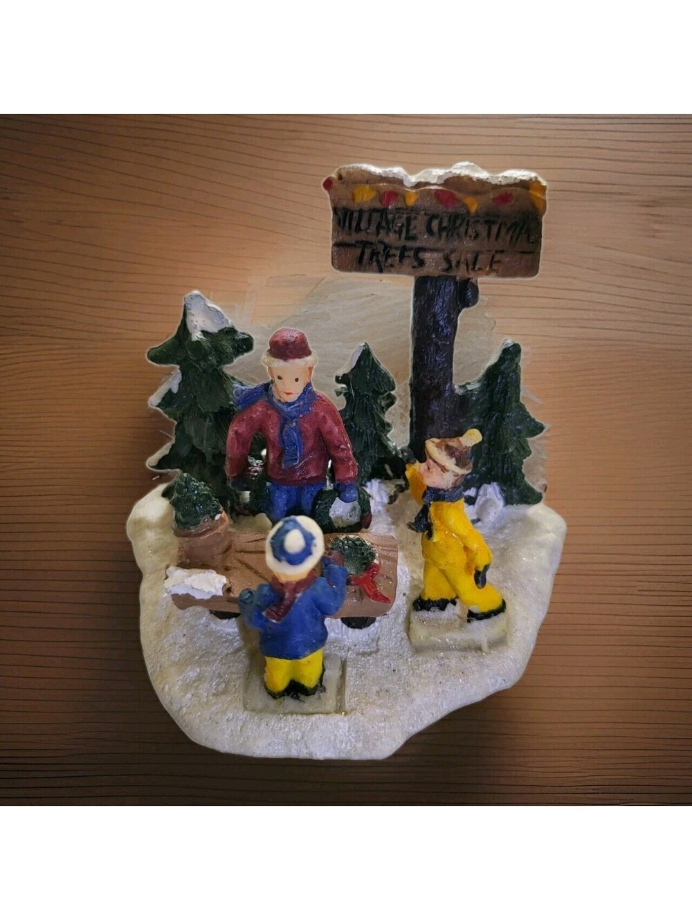 1990s Tiny Villagers Village Christmas Decor Trees Sale 3D Resin 2.5" A48